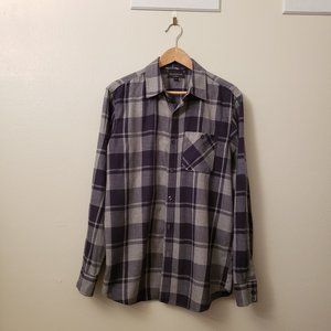 BANANA REPUBLIC Flannel shirt with Blue/Gray Stripes, Men's Medium